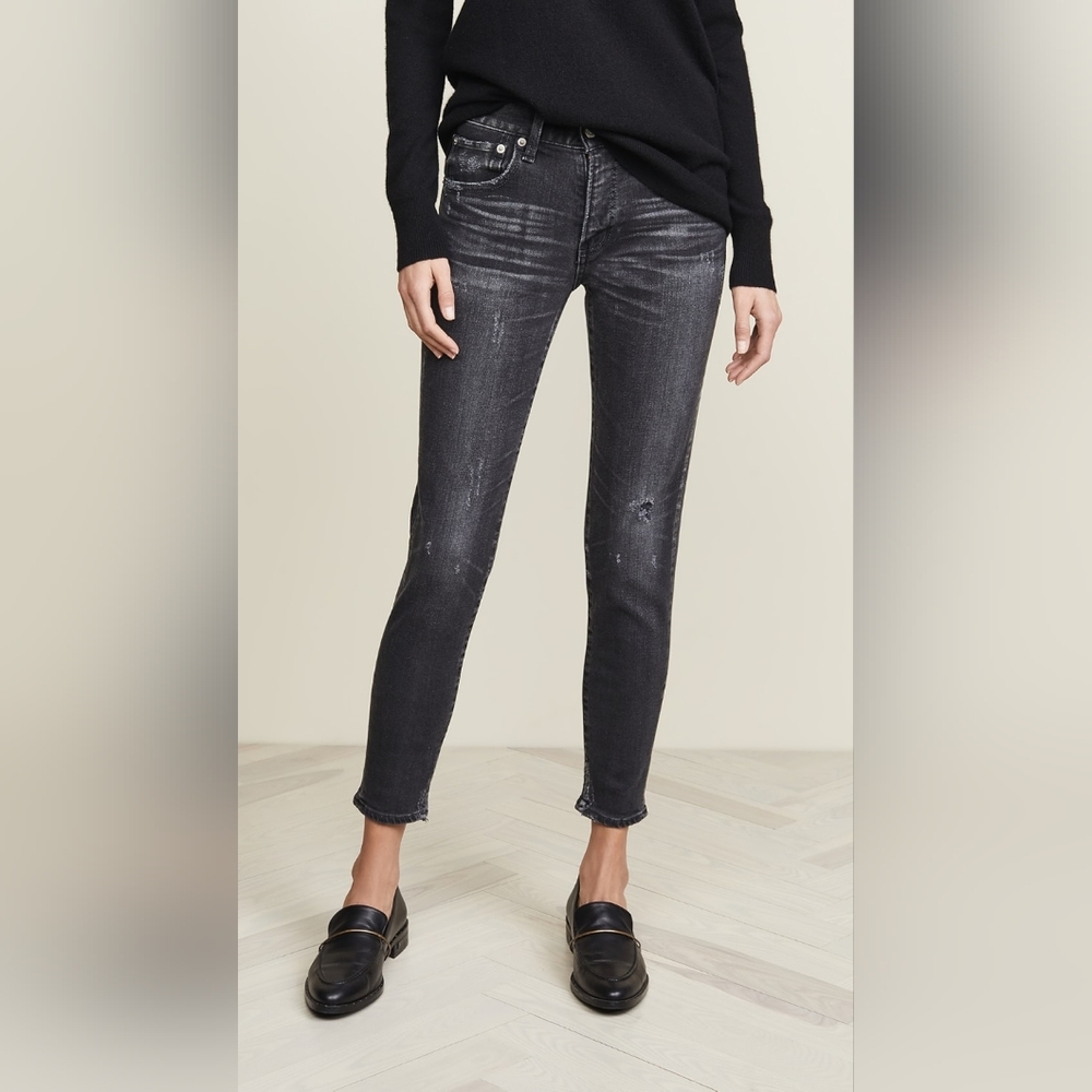 Moussy Charcoal Distressed Skinny Jeans Size 28